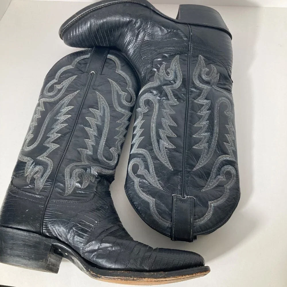 Mens Justin Lizard‎ Exotic Cowboy Boots Style 8313 Black 8D